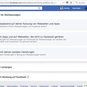 Facebook Werbung-Einstellungen